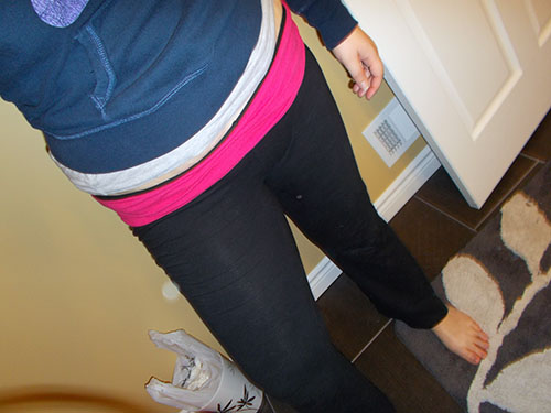 long inseam yoga pants pink band