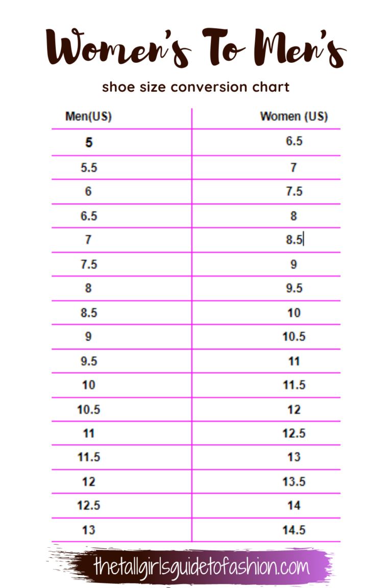 Female To Shoe Conversion Chart